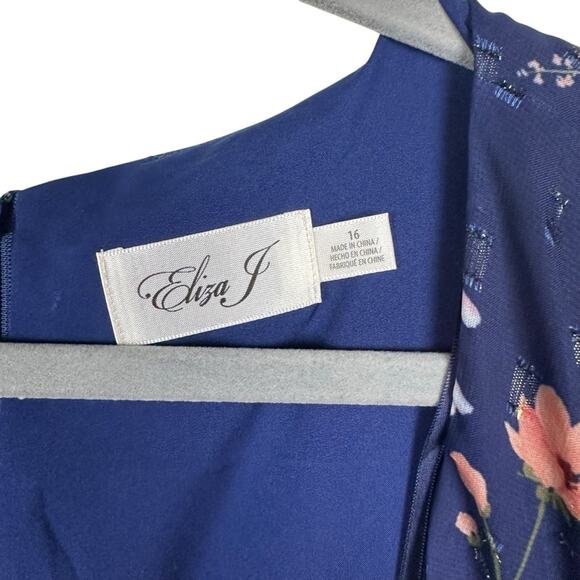 Eliza J Floral Surplice Asymmetric Midi Dress Size 16 - Picture 8 of 9